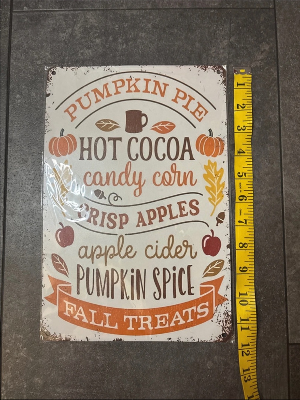 Fall Treats Pumpkin Spice Wall Sign - White and Orange